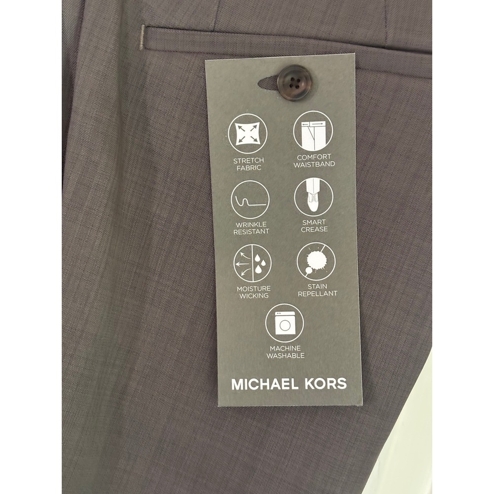 Michael Kors Monroe Dress Pants Mens 32x30 Light Brown Stretch Performance NEW - Picture 2 of 11